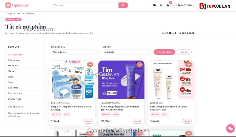 mỹ phẩm,bán mỹ phẩm,Website bán hàng bằng PHP